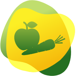 Symbol mit Apfel und Karotte zur Veranschaulichung einer natriumarmen Ernährung